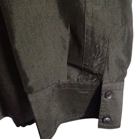 Ralph Lauren Silk Olive Green Utility Shirt Cabincore Luxury Minimalist Wm XL - Picture 10 of 10